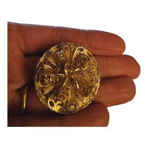 Vintage Filigree Scarf Clip West Germany Ornate Gold Tone Floral Design